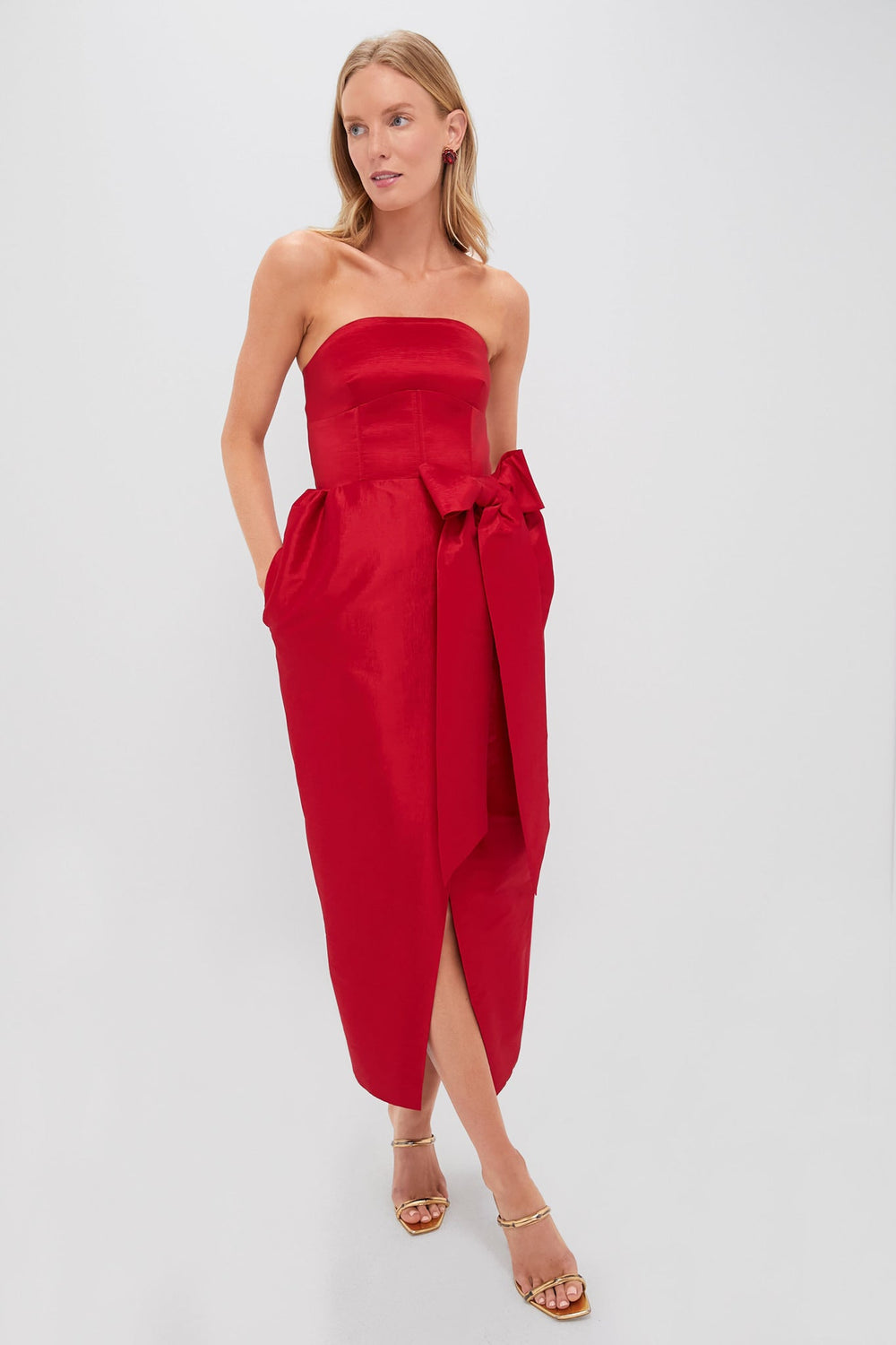 Red Taffeta Ava Maxi Dress