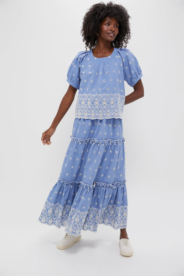 Chambray Embroidered Fontalina Blouse
