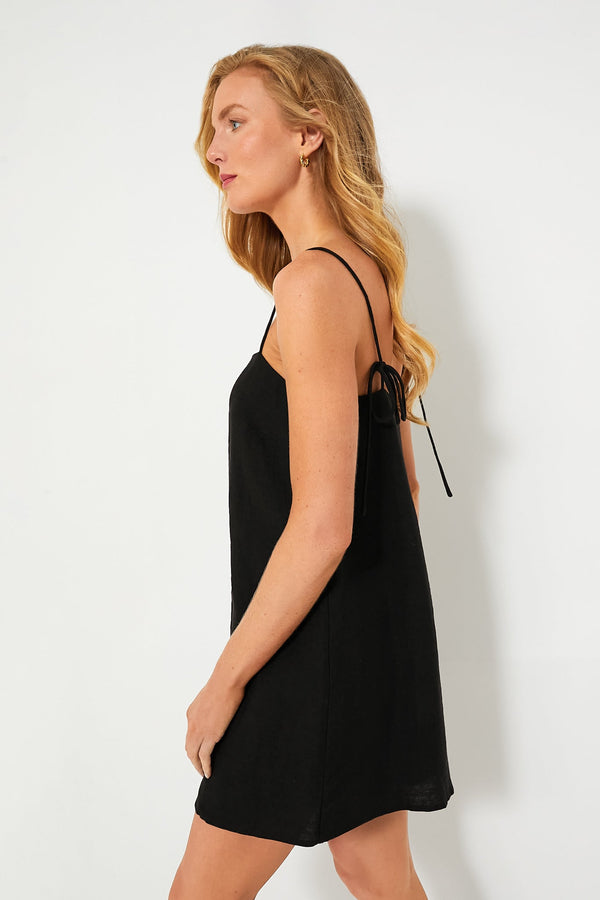 Black Linen Lea Dress